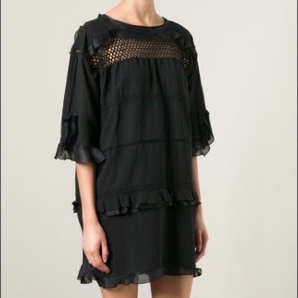 Etoile Isabel Marant Black Lace Voile Cassy Dress Size 38